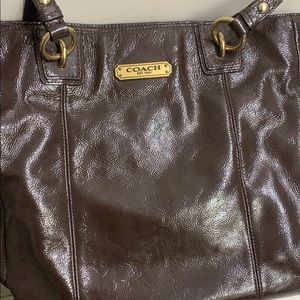 Brown leather coach purse